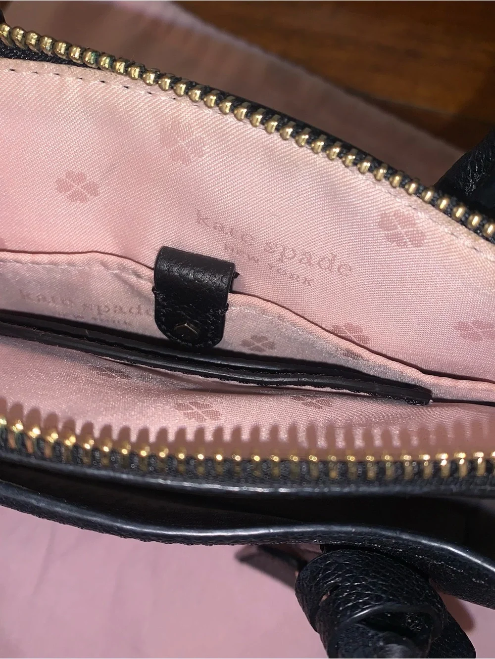 kate spade Black Pebbled Leather Small Handbag with Charm